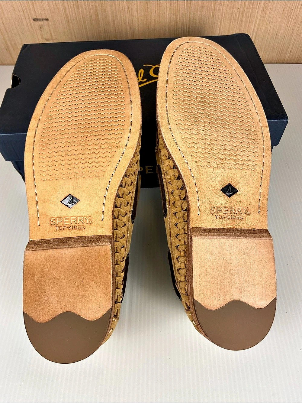 Sperry Gold Cup Woven Leather Boat Shoes Tan Men’s 10.5 NIB - Picture 8 of 16
